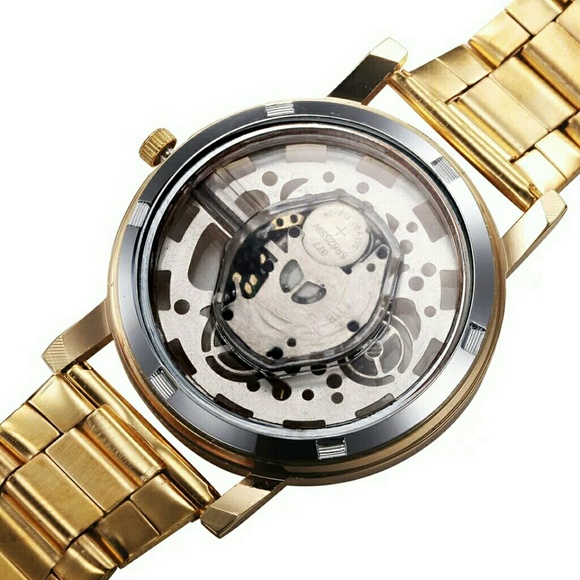 BNIP LUXURY MEN'S SKELETON STAINLESS STEEL WATCH - Picture 4 of 4